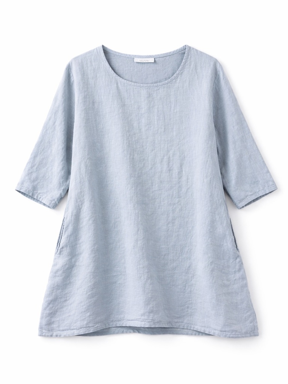Bryn Walker Linen Tunic Blue Side Pocket Minimalist Lagenlook Top M